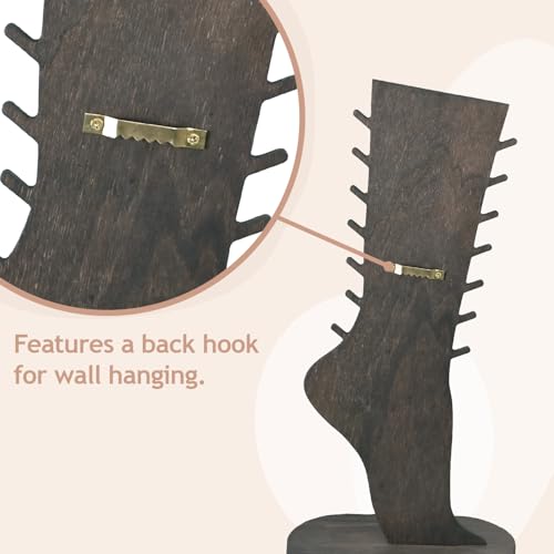 MOOCA 2 Pcs Set Two-Way Tabletop or Wall-Mountable Jewelry Display Natural Wood Foot-Shaped Bracelet Display, Anklets Display Storage, Wood Sturdy Base, Dark Brown Color - color: Dark Brown