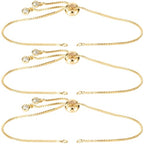 Joez Wonderful 3pcs Adjustable Slider Bracelet for Jewelry Making, 18K Gold Plated Charm Bracelet Extender Chains with Rhinestones Ends for Women DIY Bracelet Jewelry Craft Supplies - color: Gold