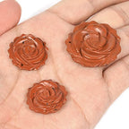 Justinstones 3pcs Carved Gemstone Flower Pendant Earrings Beads Set For Jewelry Making DIY 1.3 Inch & 1 Inch - color: Red Jasper
