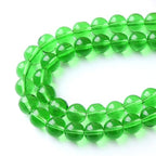 60pcs 6mm Smooth Green Crystal Glass Quartz Beads Round Loose Beads for Jewelry Making DIY Bracelet Necklace 15" Energy Healing Power Stone Beads (6mm, Green Crystal Glass) - color: Green Crystal Glass, size: 6mm