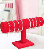 ChezMax Necklace Jewelry Display Jewelry Stand Hovering T-Bar Bracelet Holder for Home Organization - color: C-Red Velvet
