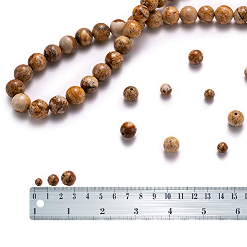 BEADIA Natural Brown Picture Jasper Stone Round Loose Semi Gemstone Beads for Jewelry Making 6MM 61PCS - color: Brown Picture Jasper, size: 6mm