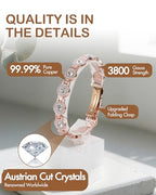 Feraco Pure Copper Bracelets for Women, 4X Ultra Strength Magnetic Bracelet with 3800 Gauss Neodymium Magnets & Dazzling Austrian Cut Crystals Stone, Adjustable Jewelry Gift - style: Sparkle Sphere - Rose Gold