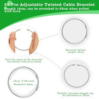 32 Pieces Twisted Cable Wire Bracelet Stylish Fine Stainless Steel Open Cuff Bracelets Mixed 3mm Thin Adjustable Expandable Elastic Bangle Bracelets for Women DIY Jewelry Making Christmas Day Gift