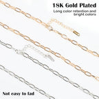 20 Pack 18K Gold Plated Chain Necklace Bracelets Kit for Jewelry Making, Bulk 6mmx11mm Paperclip Stainless Steel Chains with 2.36 Inch Extension Chain for Women,7.08inch Bracelets 23.81inch Necklaces