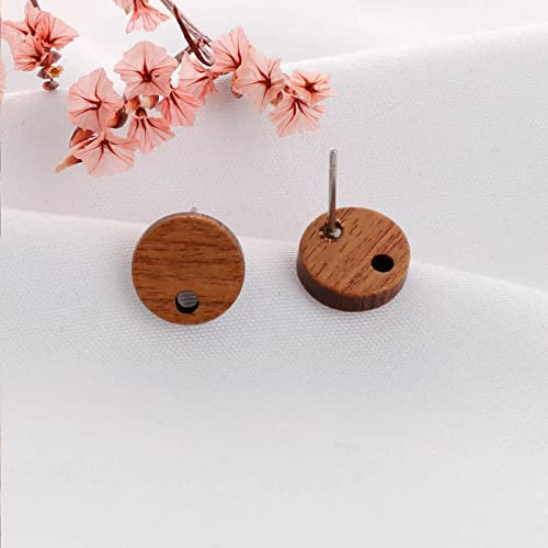 DoreenBeads 30Pcs Natural Wooden Stud Earrings Posts with Loop for Jewelry Making- Small Circle Wood Earring Posts with Ear Backs for Women DIY Earring Making Personalized Jewelry Findings - color: Small Circle