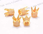 AD Beads Zircon Pave Rhinestones Crown Big Hole Bracelet Connector Spacer Beads (10 Pcs Clear on Gold Crown (9x12mm)) - color: 10 Pcs Clear on Gold Crown (9x12mm)