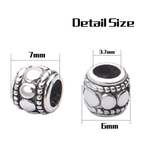BronaGrand 100pcs Tibetan Silver Spacer Beads Large Hole Beads Charms Hollow Tube Bead for DIY Necklace Bracelets - color: Silver