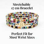 Set of 4 Colorful Bead Initial Bracelets, Personalized Stackable Jewelry, Adjustable Stretchy Charm Bracelets for Women, Beaded Bracelet Set, Trendy Custom Jewelry Gift - style: Colorful Bead - H