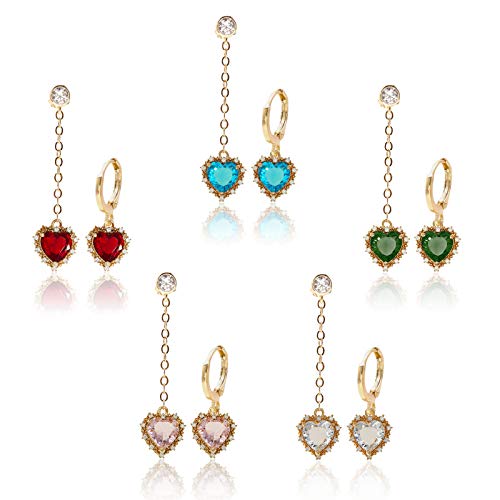 Crystal Zirconia Gold Plated Brass Charms for Jewelry Making Bracelet Necklace Earring Pendant Craft Supplies DIY Accessories - color: HeartA-Mix-5Pcs
