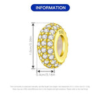 Spacer Stopper Beads for Bracelets & Necklaces, 925 Sterling Silver Beads | Smooth & Pave Cubic Zirconia (White, Blue, 18K Gold Plated) | Anti-Slide Separator Charms S925 Women Jewelry - color: 2Pcs Gold CZ Spacer