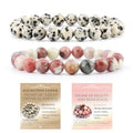 NCB 2.3-Piece 4mm Natural Crystal Gemstone Stretch Bracelets – Handmade Reiki Energy Healing Jewelry for Meditation,Yoga, Unisex - color: 2PCS ( Dalmation Jasper+Red Plum Blossom Stone ), size: 8mm