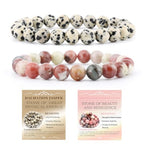NCB 2.3-Piece 4mm Natural Crystal Gemstone Stretch Bracelets – Handmade Reiki Energy Healing Jewelry for Meditation,Yoga, Unisex - color: 2PCS ( Dalmation Jasper+Red Plum Blossom Stone ), size: 8mm
