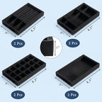 Elsjoy 8 Pack 4 Styles Black Velvet Jewelry Trays, Jewelry Organizer Tray Stackable Jewelry Storage Tray for Drawer, Rings, Earrings, Necklace