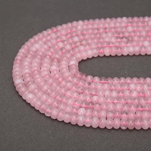 2 Strands (150PCs) Natural Pink Quartz Rondelle Beads, 5 * 8mm Gemstone Loose Spacer Abacus Disk Beads for DIY Bracelet Necklace Earrings Jewelry Making, Craft Supplies Beading Kit - color: Pink Quartz, size: 5*8MM