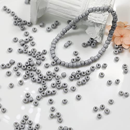 Bala&Fillic Grey Color 4mm Seed Beads About 1200pcs/100Grams in Bag, 6/0 Glass Craft Beads for Making Bracelet and Necklace (Grey) - color: Grey -4mm