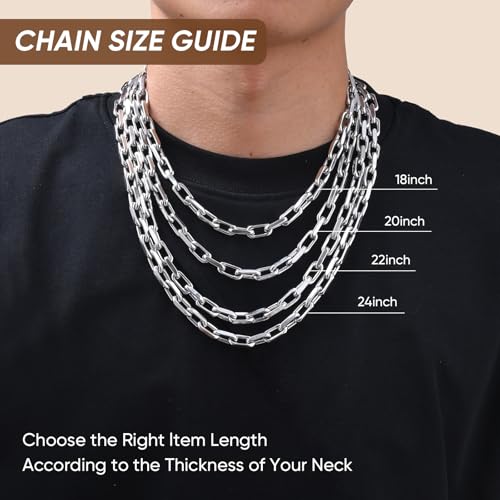 VNOX Paperclip Necklace for Men Women, 4.5/6.5/7mm Solid Diamond-Cut Chunky Stainless Steel Anchor Link Chain Mens Necklaces Jewelry Gifts, 18/20/22/24 Inchs - style: 7.5MM-Silver