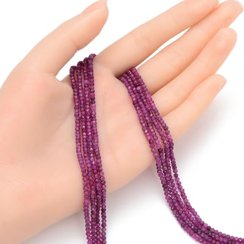 Adabele 15 Inch Natural Red Ruby Healing Gemstone 3mm x 2mm Tiny Small Faceted Round Rondelle Loose Beads Stone Spacer (155-165pcs) for Craft Jewelry Making GK-A5 - color: Red Ruby, size: 3mm x 2mm - 15 inch/1 strand