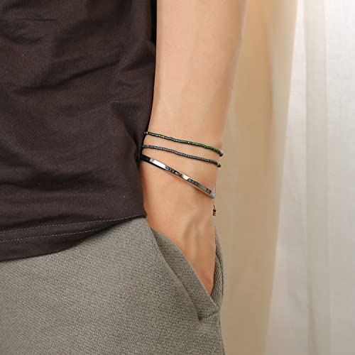 KELITCH Adjustable turquoise bead bracelet single color knitting friendship bracelet fashion jewelry daily wear gift (28 color selection) - color: Grey 04I