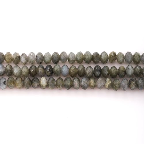 Faceted 4x6mm Natural White Labradorite Stone Rondelle Spacer Gemstone Beads Loose Semi Gemstone Beads for Jewelry Making - color: White Labradorite