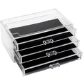 Sea Team Clear Makeup Organizer with Drawers, Acrylic Plastic Cosmetic Display Case, Jewelry Storage Box, Holder for Dresser, Bathroom, Vanity, Countertop (3 Middle Drawers) - size: 3 Middle Drawers