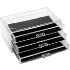 Sea Team Clear Makeup Organizer with Drawers, Acrylic Plastic Cosmetic Display Case, Jewelry Storage Box, Holder for Dresser, Bathroom, Vanity, Countertop (3 Middle Drawers) - size: 3 Middle Drawers