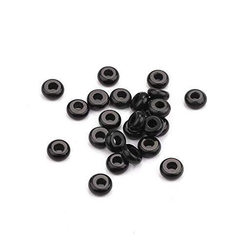 BEADIA Natural Black Onyx Rondelle Stone with Large Hole (4mm) Loose Semi Gemstone Beads for Jewelry Making 10mmx4mm 24pcs - color: Black Onyx, size: 10mm x 4mm