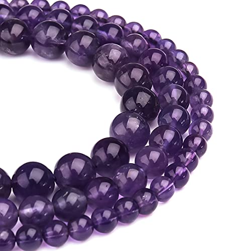 Natural Amethyst Crystal Beads 8mm Purple Polished Round Smooth Healing Gemstone Beads for Jewelry Making 15 Inch - color: Amethyst, size: 8mm