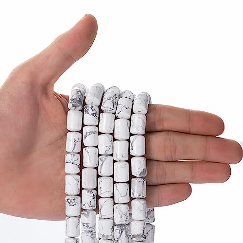 Natural White Turquoise Cylinder Tube Beads 10x14mm 38cm/str Loose Semi Gemstone Stone Beads for Making Bracelets Necklace - color: White Turquoise