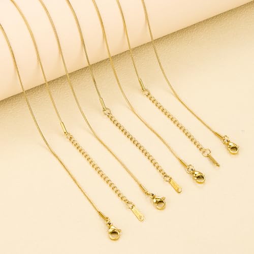 16 Inches Gold Stainless Steel Necklace Chain Bulk Craft Snake Link Chain Jewelry Necklace for Women Men - color: Gold Snake, size: 16 inches