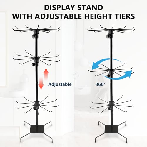 1Pc Rotating Display Stand Jewelry Display Rack with Hooks Metal Earrings Display Stands for Selling Necklace