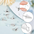 Beebeecraft 100Pcs Stud Earring with Loop 304 Stainless Steel Teardrop Post Earring Findings with Ear Nuts for Dangle Jewelry Making DIY Crafts Supplies Accessories - color: Stainless Steel Color