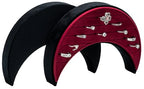 Velvet Multiple Ring Box Organizer Display Tray Crescent Moon Shape Jewelry Box Earring Holder Case for Wedding Birthday Christmas Day (Black and Red)