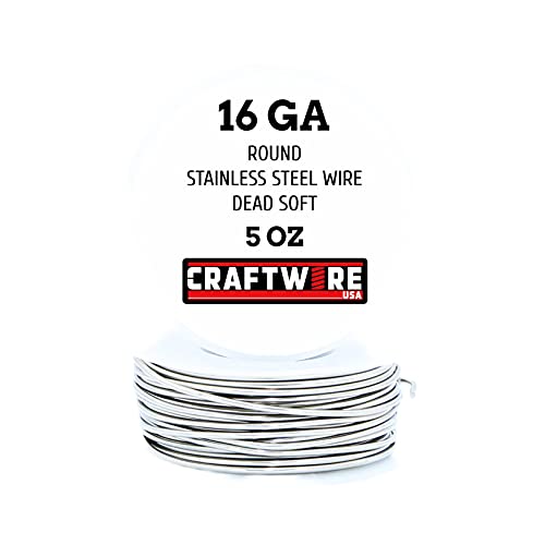 Solid Bare Stainless Steel Wire Round Selection, Dead Soft, 5OZ, 16 Gauge, Stainless Steel 5 OZ 16 GA - color: Stainless Steel, size: Stainless Steel 5 OZ - 16 GA