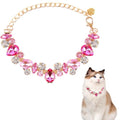 HOWWFALY Dog Collar and Cat Collar Gold Chain Necklace Stainless Steel Adjustable Pink Diamonds Collar with Cute Pet Paw for Small Medium Pets Cats Dogs Kitten Puppy(Pink, M) - color: Pink, size: Medium
