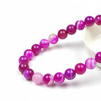 MJDCB Natural Stone Beads Rose Red Stripe Agate Round Loose Beads for Jewelry Making DIY Bracelet Necklace (8mm) - color: Rose Red Striped Agate, size: 8mm