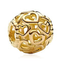 925 Sterling Silver Charms for Bracelets Gold Love and Heart Charms Cherry Blossom Dangle Beads Jewelry for Women - color: Gold Hollow Heart