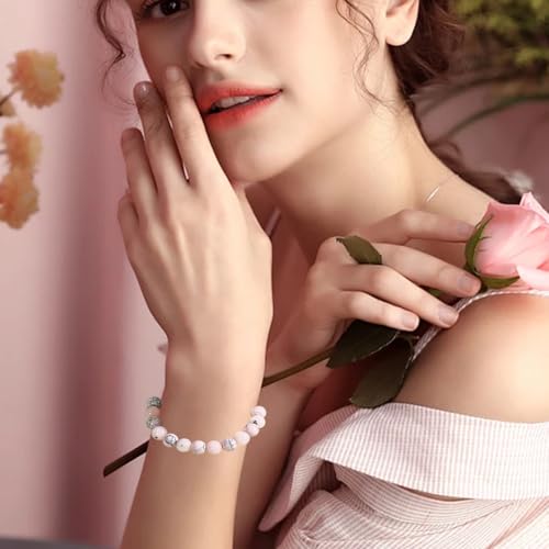 SUNNYCLUE 1 Box 180pcs Stone Beading Kit 8mm Gemstone Beads Black Pink White Jade Synthetic Turquoise Round Loose Spacer Beading Bulk with Elastic Cord for Jewelry Making Bracelets Necklaces Supplies