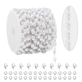 KYUNHOO 16.4FT/5M Faux Pearl Bead Jewelry Making Chains for Crafts Stainless Steel Cable Chain Roll with Jewelry Clasps for Women DIY Handcrafts - color: Pearl Bead Silver