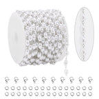 KYUNHOO 16.4FT/5M Faux Pearl Bead Jewelry Making Chains for Crafts Stainless Steel Cable Chain Roll with Jewelry Clasps for Women DIY Handcrafts - color: Pearl Bead Silver