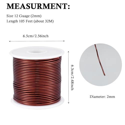 12 Gauge Brown Aluminum Craft Wire (105FT) - Anodized for Jewelry Making, Beading Floral, Plant Gardening, Sculpting & Modeling Craft Wire (Brown #15, 2mm) - color: Brown #15