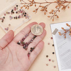 90PCS Faceted Natural Tourmaline Beads 4mm Round Small Gemstone Strands Mixed Color Loose Spacer Seed Beads for Fine Wire DIY Necklace,Hole:1mm