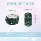 uxcell 50Pcs European Large Hole Beads, Rhinestone Craft Bead Crystal Charm Spacer Beads for Pens Bracelet Making Necklace DIY Craft, Drak Green - color: Drak Green