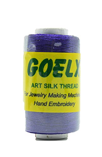Goelx Silk Thread by Shade No for Jewelry, Tassel Making, Embroidery, Crafts, Shiny Soft Thread Spools - Blue - 54 R - color: Blue - 54 R
