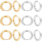SUNNYCLUE 1 Box 24Pcs 2 Colors Real 18K Gold Plated Gold Silver Huggie Earrings Stainless Steel Huggie Hoops Bulk Leverbacks Findings Metal Round Ear Hoops for Jewelry Making DIY Crafts Women Supplies - style: Chic