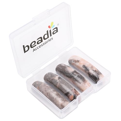 BEADIA Natural Curved Pink Zebra Stone Beads 36x10mm 4pcs for DIY Bracelet Jewelry Making - color: Pink Zebra