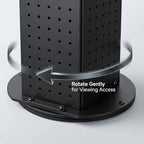 QWORK Rotating Metal Pegboard Display Stand – 4-Sided Spinner with 24 Hooks for Jewelry, Craft & Retail Use