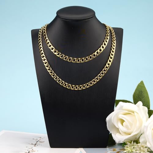 10 Pack 20inch Gold Plated Stainless Steel Necklace Bulk Chain Chunky Miami Curb Cuban Link Jewelry Hip Hop Chains - color: Gold 20", size: 1.8mm