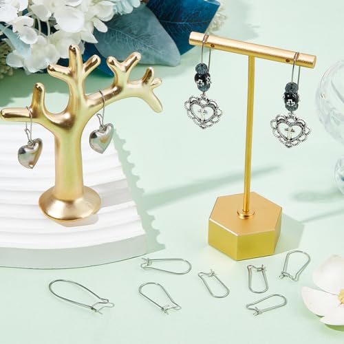 1 Box 120Pcs 3 Styles Kidney Earring Hooks Stainless Steel Kidney Ear Wires Silver Long Dangle Earring Findings U Shaped Hoop Kidney Ear Wires for Jewelry Making Supplies DIY Craft Beginner - size: 20~33x9~13.5x0.6~2.5mm