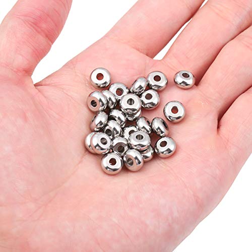 BEADIA Stainless Steel Spacer Beads 8x4mm Rondelle Loose Charm Caps Beads for DIY Jewelry Making 50pcs with 2.5mm Hole - color: 8x4mm 2.5mm